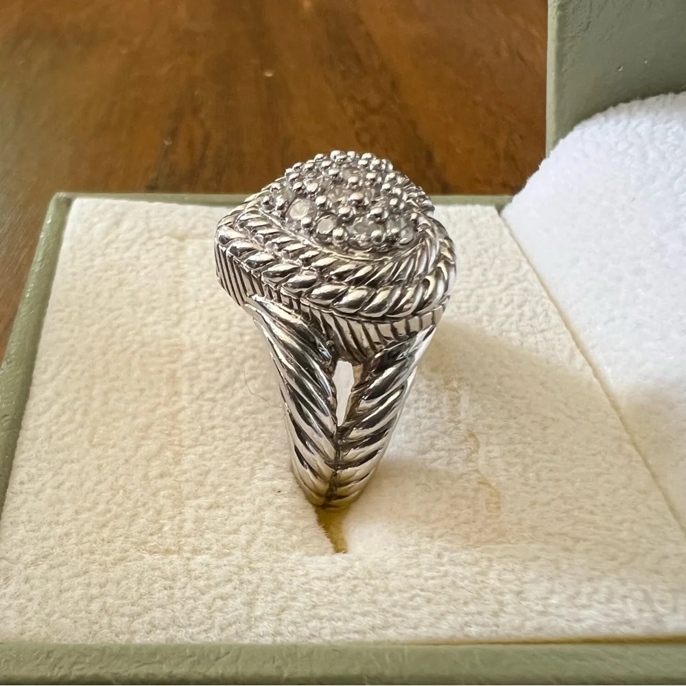 Judith Ripka Sterling Silver Pavé Heart Diamonique CZ Ring Size 6 - Picture 3 of 15